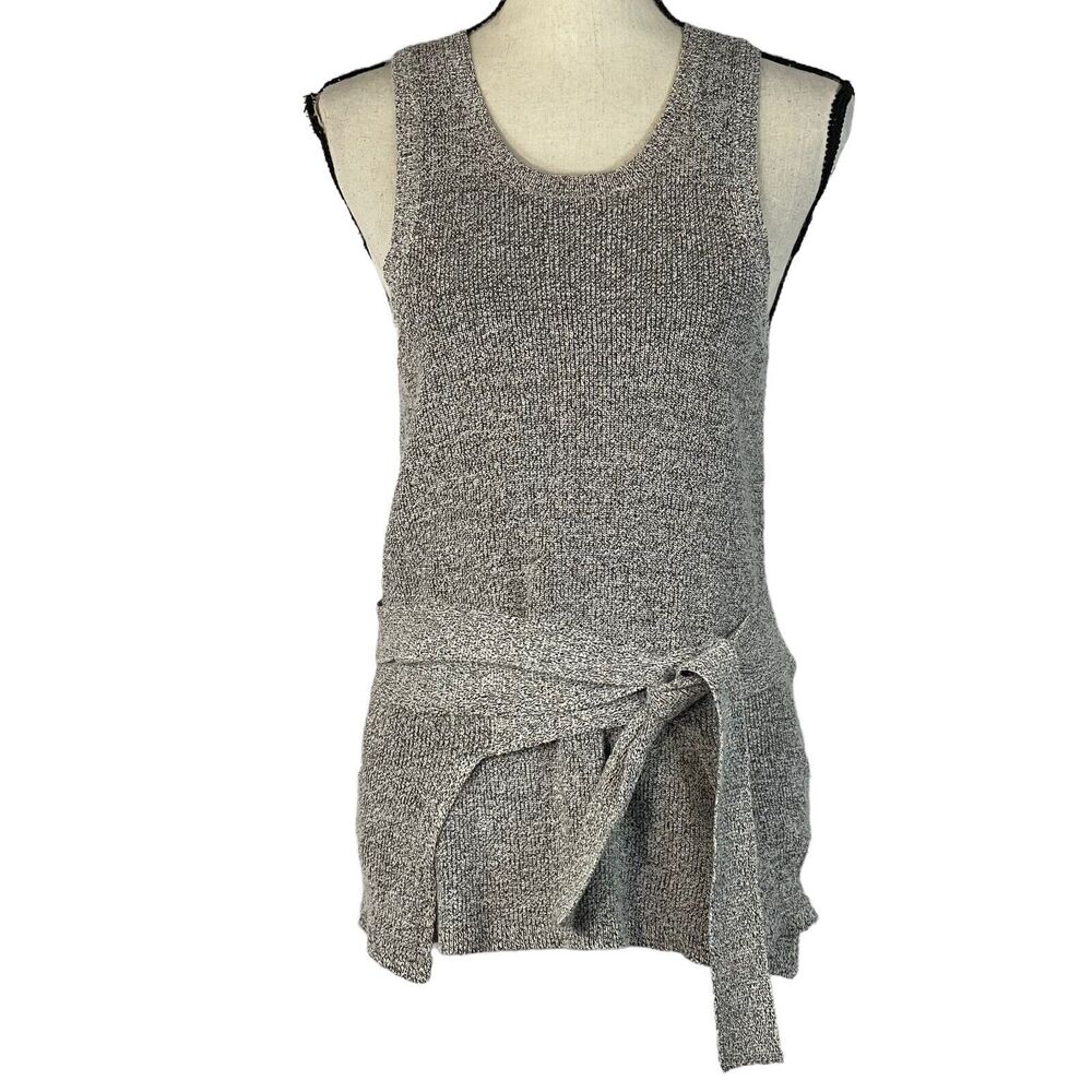 Madewell Small Tie-Wrap Sweater Top Sleeveless Scoop Neck Stretch Grey Marled